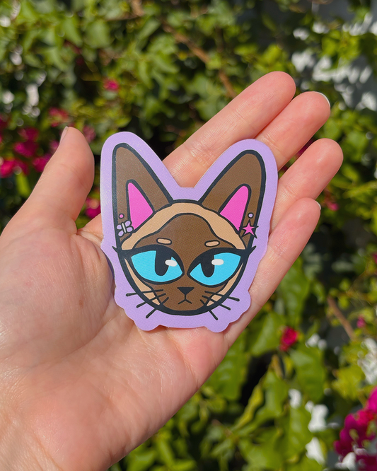 Artsy Siamese Kitty Sticker