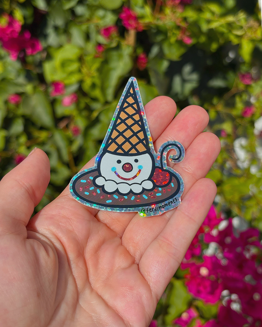 Sparkly Clown Cone Sticker