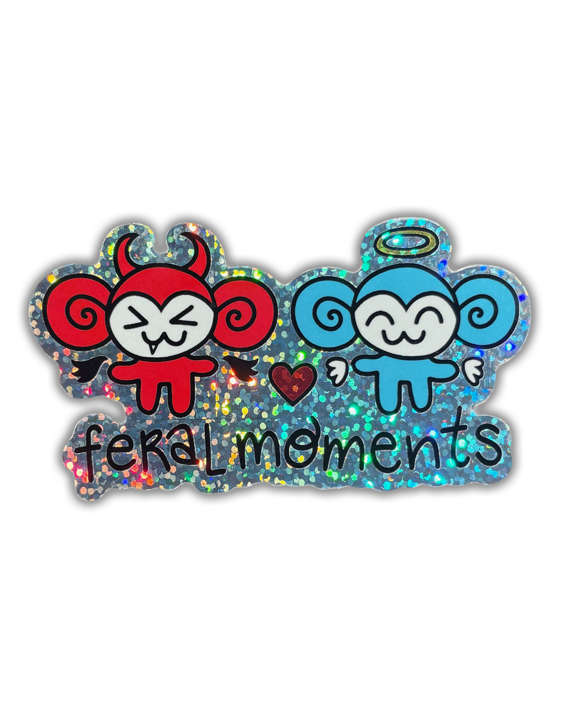 Angel + Devil Monkey Sparkly Sticker