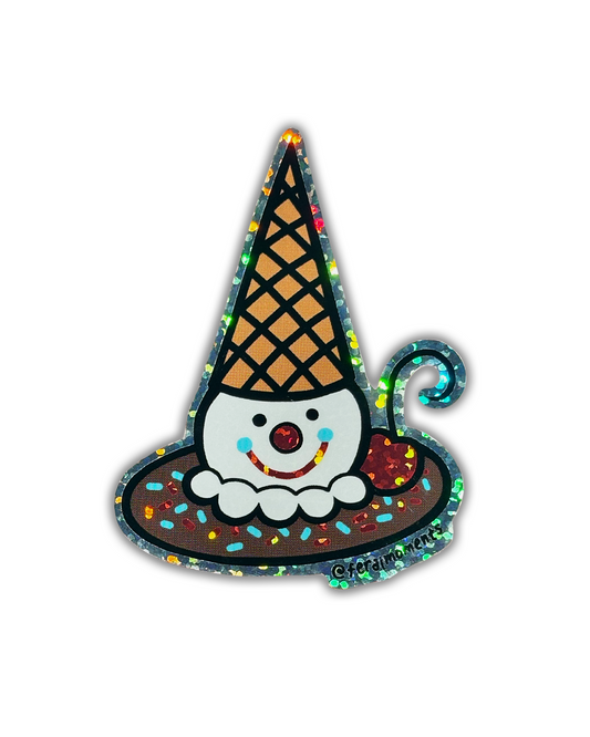 Sparkly Clown Cone Sticker