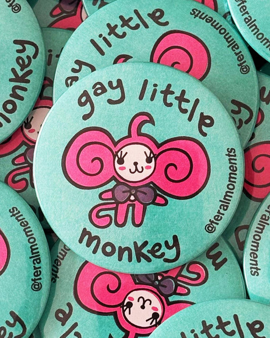 Gay Little Monkey Button