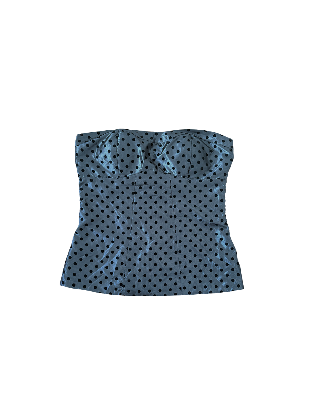 Shimmery Grey Polka Dot Strapless Top