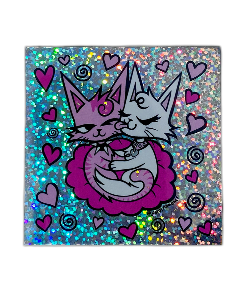 Purrfect Pair Sparkly Sticker